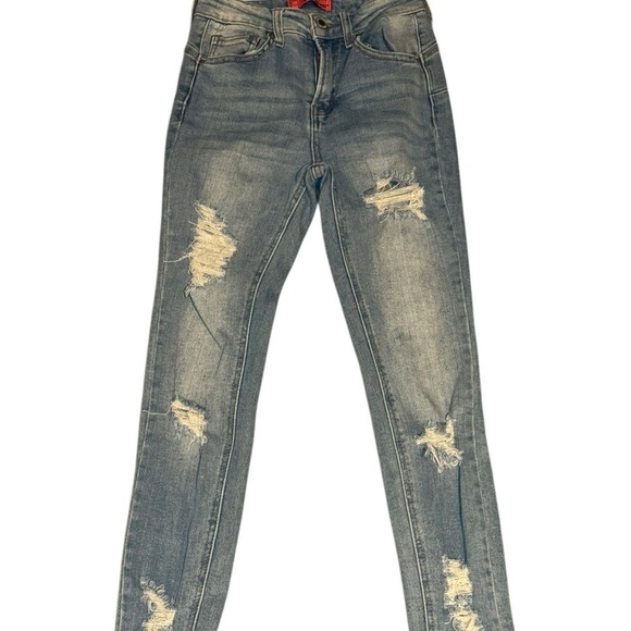 Wax Jean Denim - Wax Jean Blue Skinny Jeans with Distressed Detailing